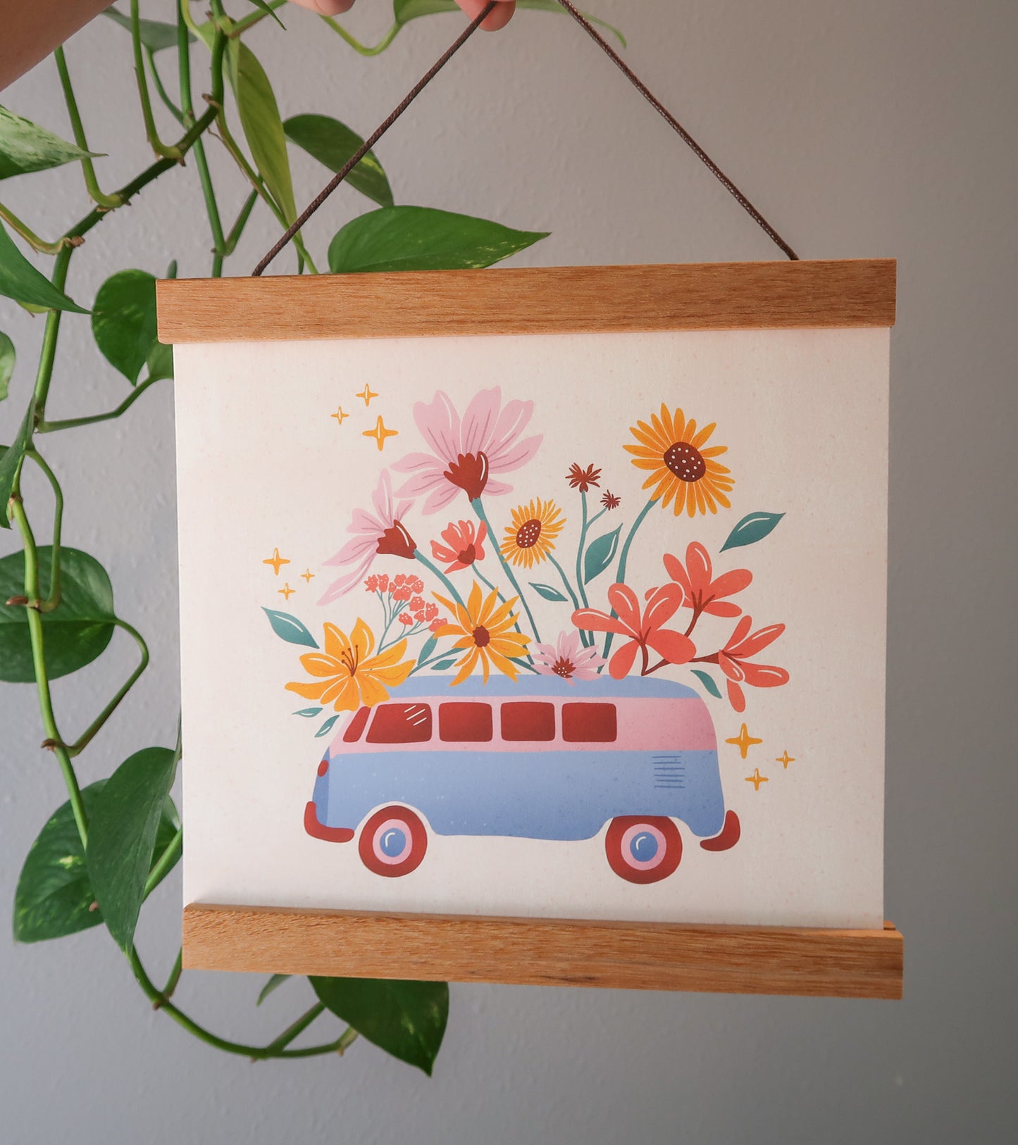 Flower Power Van Art Print 8x8"