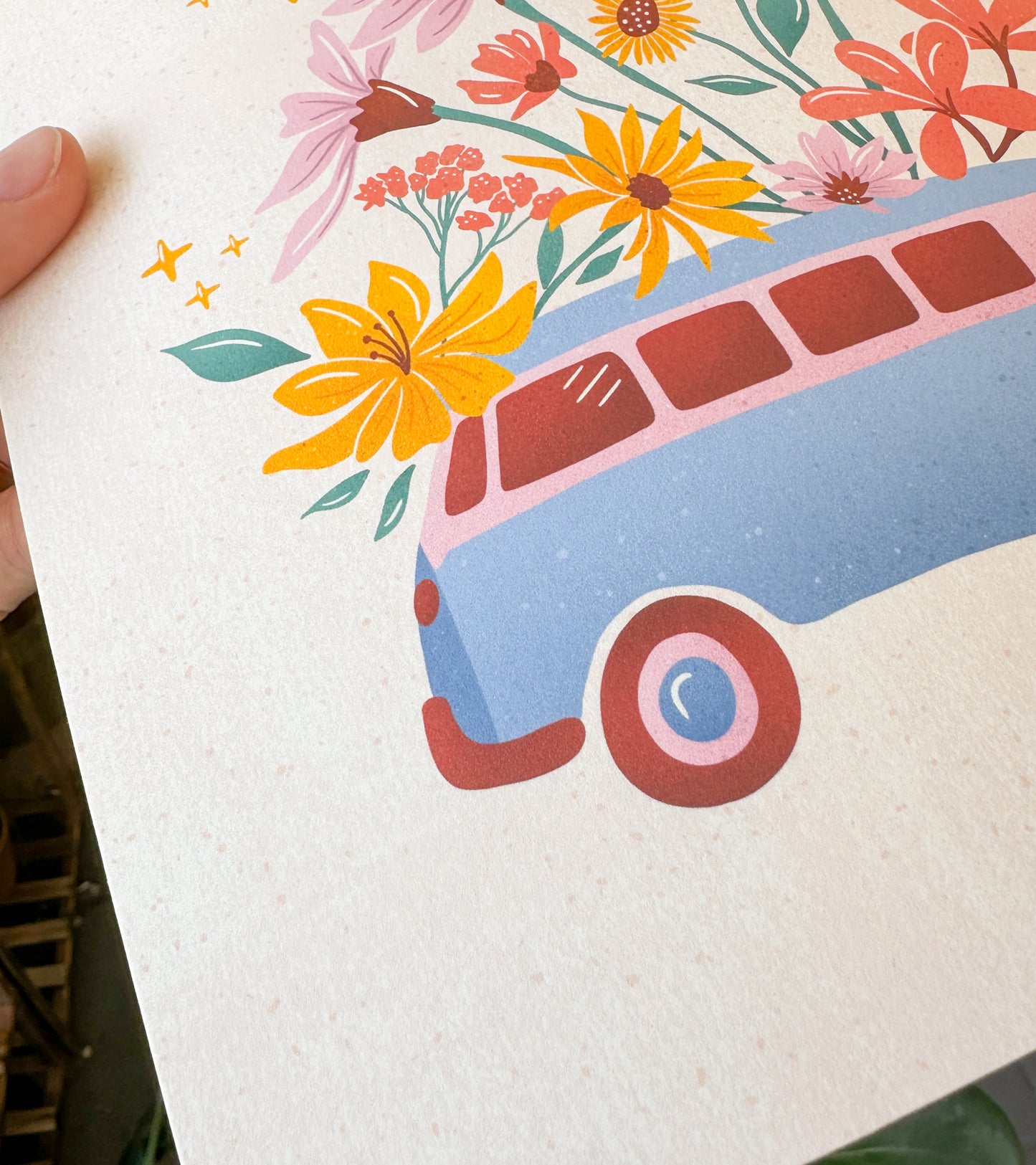 Flower Power Van Art Print 8x8"