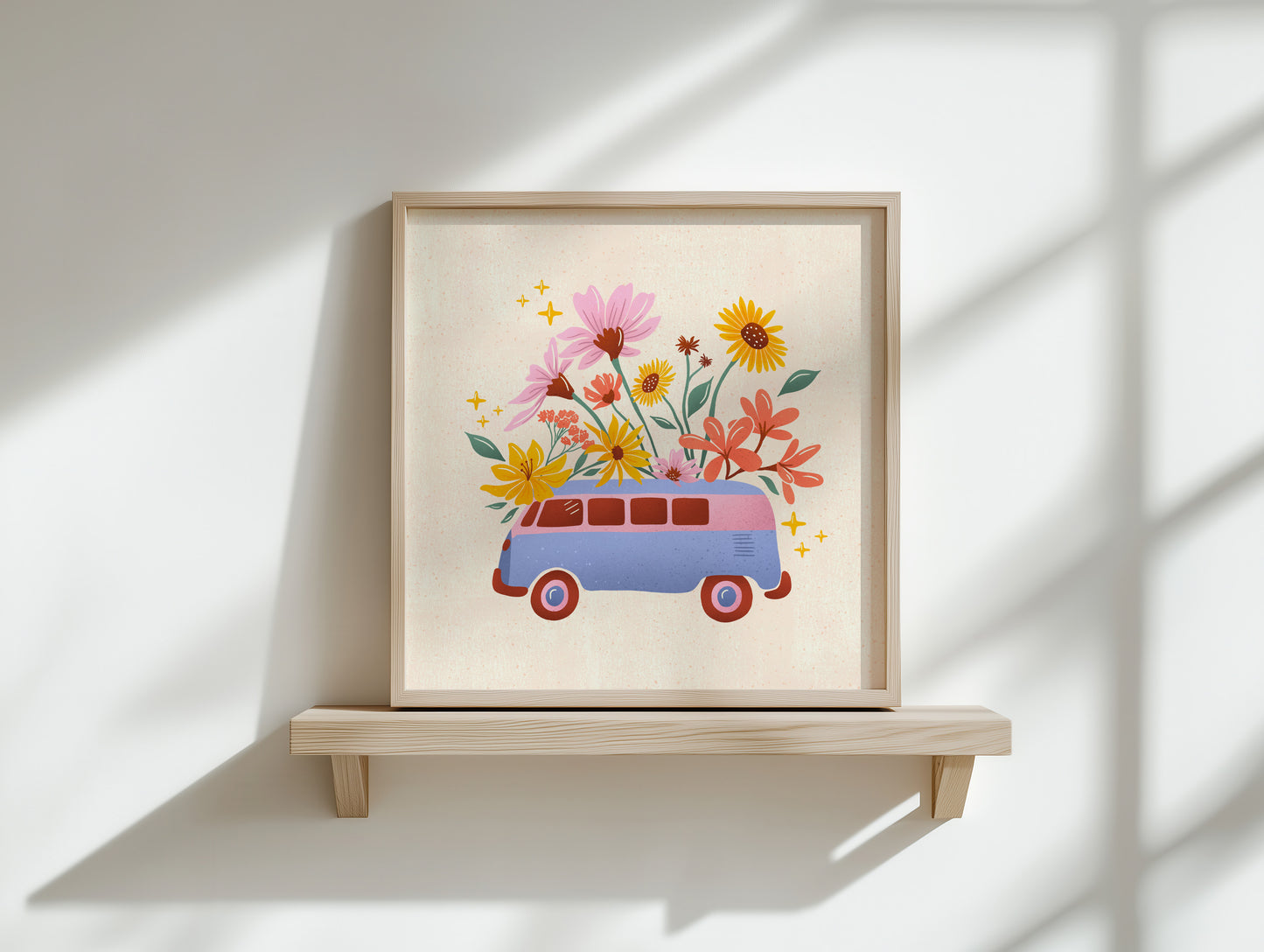 Flower Power Van Art Print 8x8"