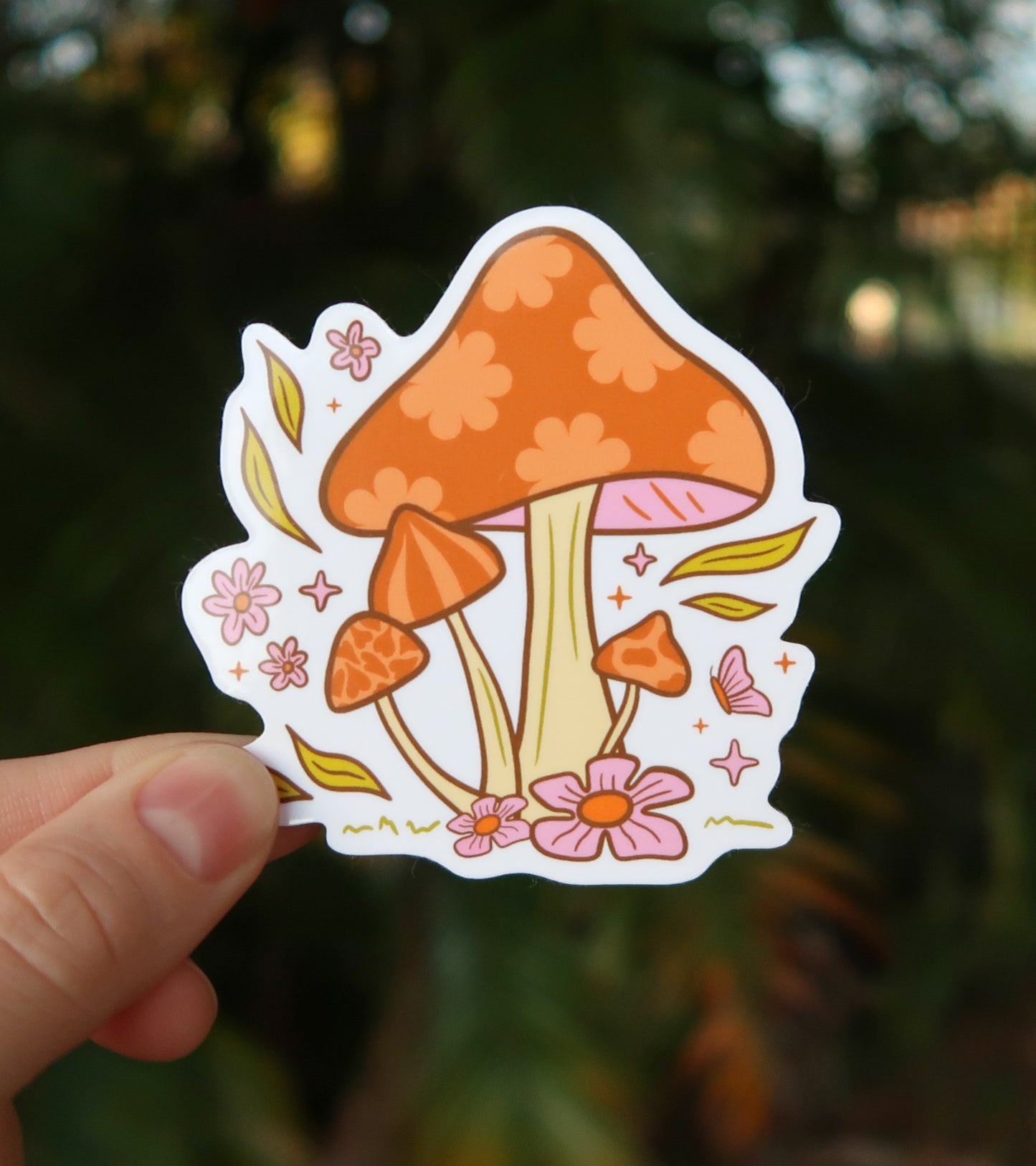 Retro Mushroom Blooms Sticker - 3" Waterproof