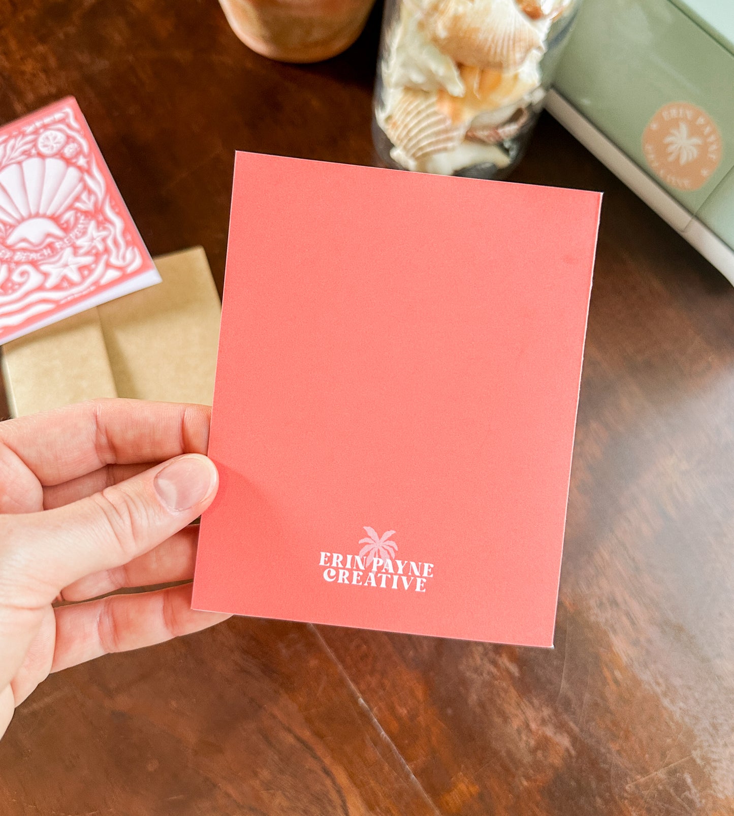 "Eat. Sleep. Beach. Repeat." Seashell - Greeting Card