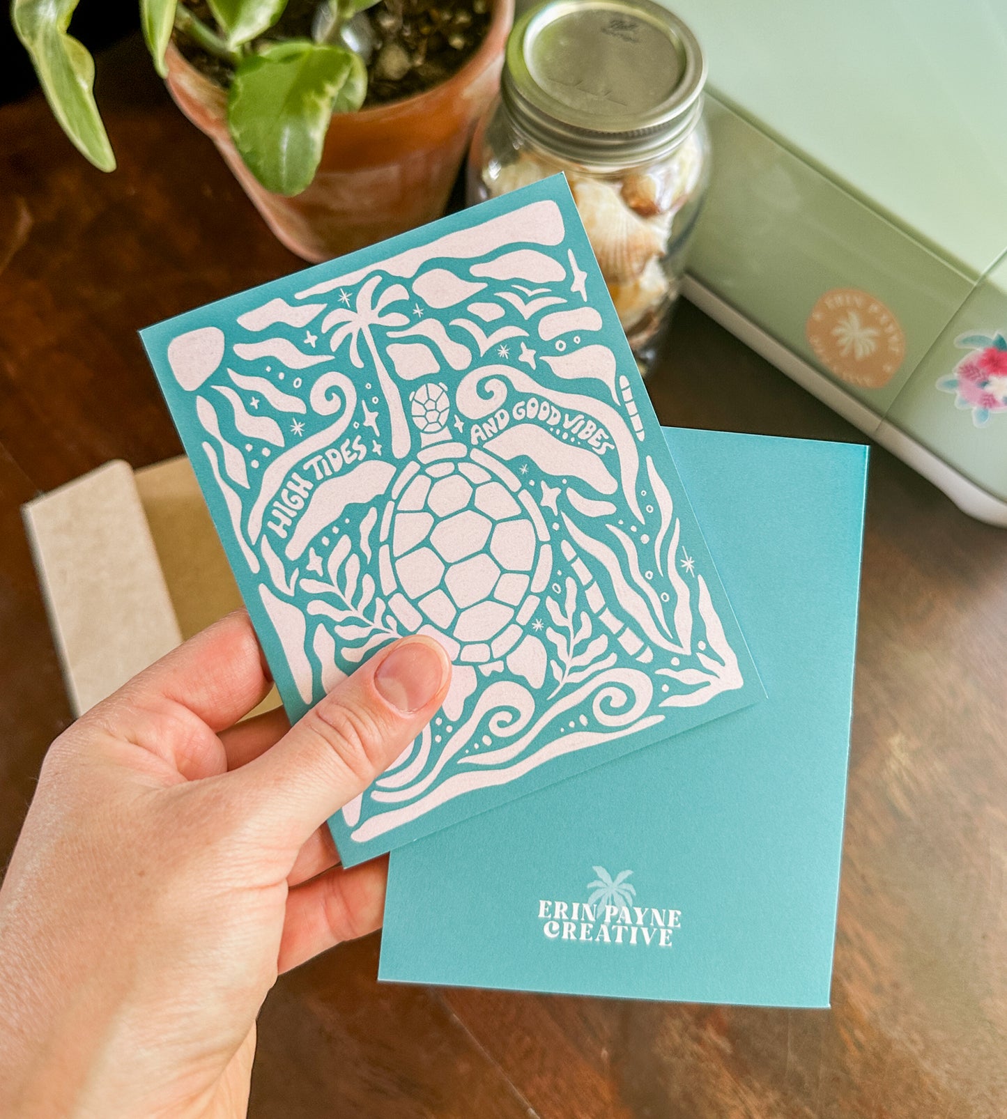 "High Tides and Good Vibes" Turtle - Greeting Card