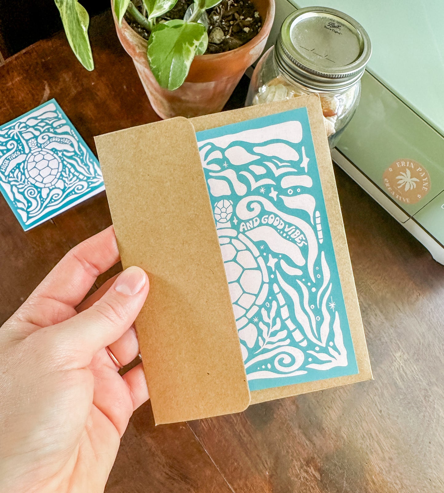"High Tides and Good Vibes" Turtle - Greeting Card