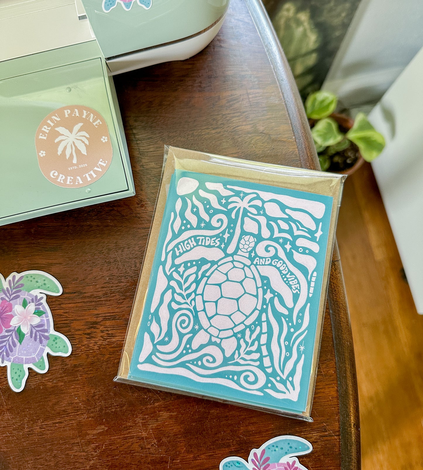 "High Tides and Good Vibes" Turtle - Greeting Card