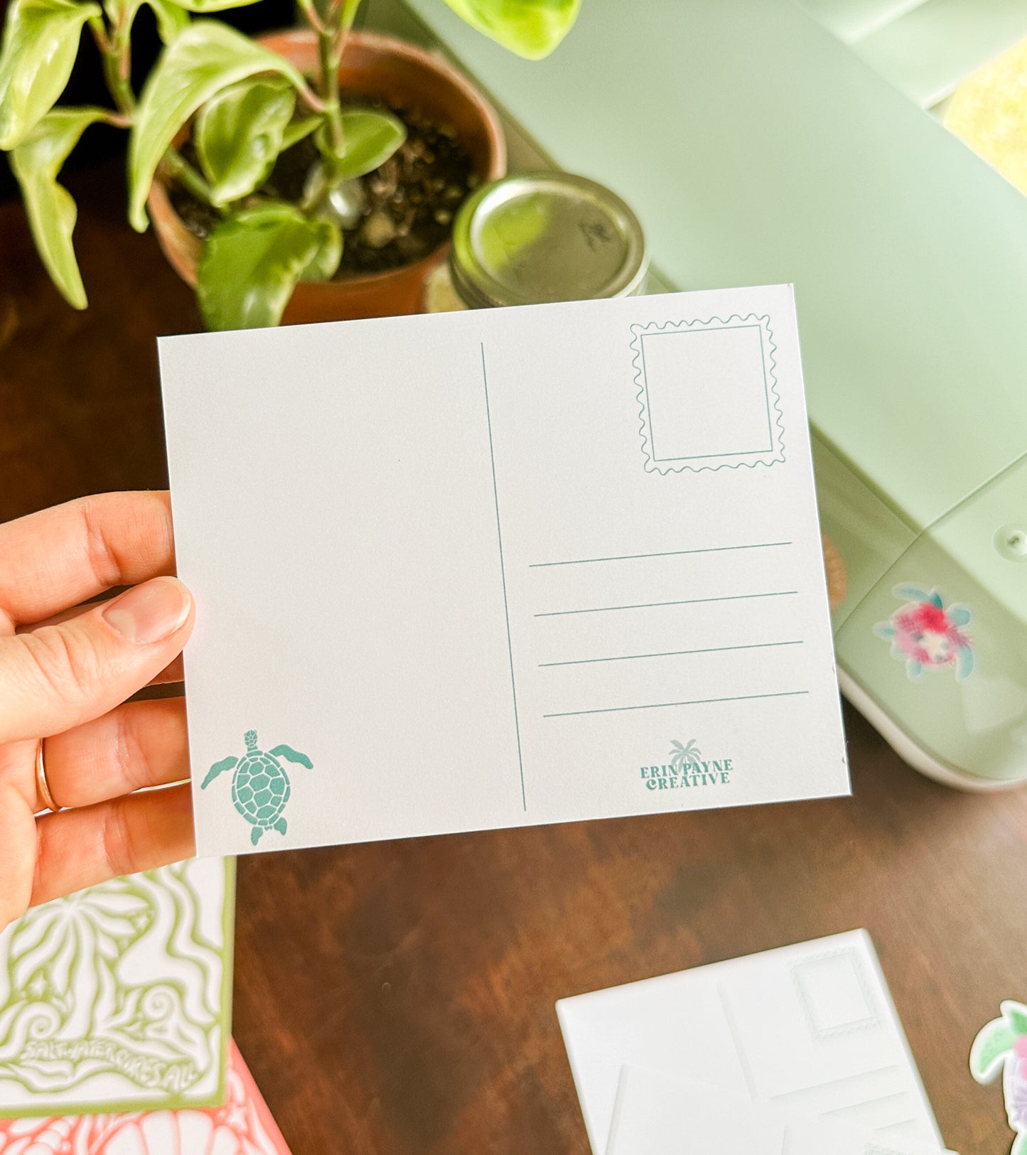 "High Tides and Good Vibes" Turtle Postcard