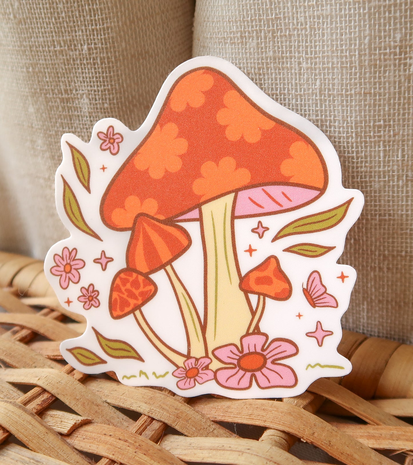 Retro Mushroom Blooms Sticker - 3" Waterproof