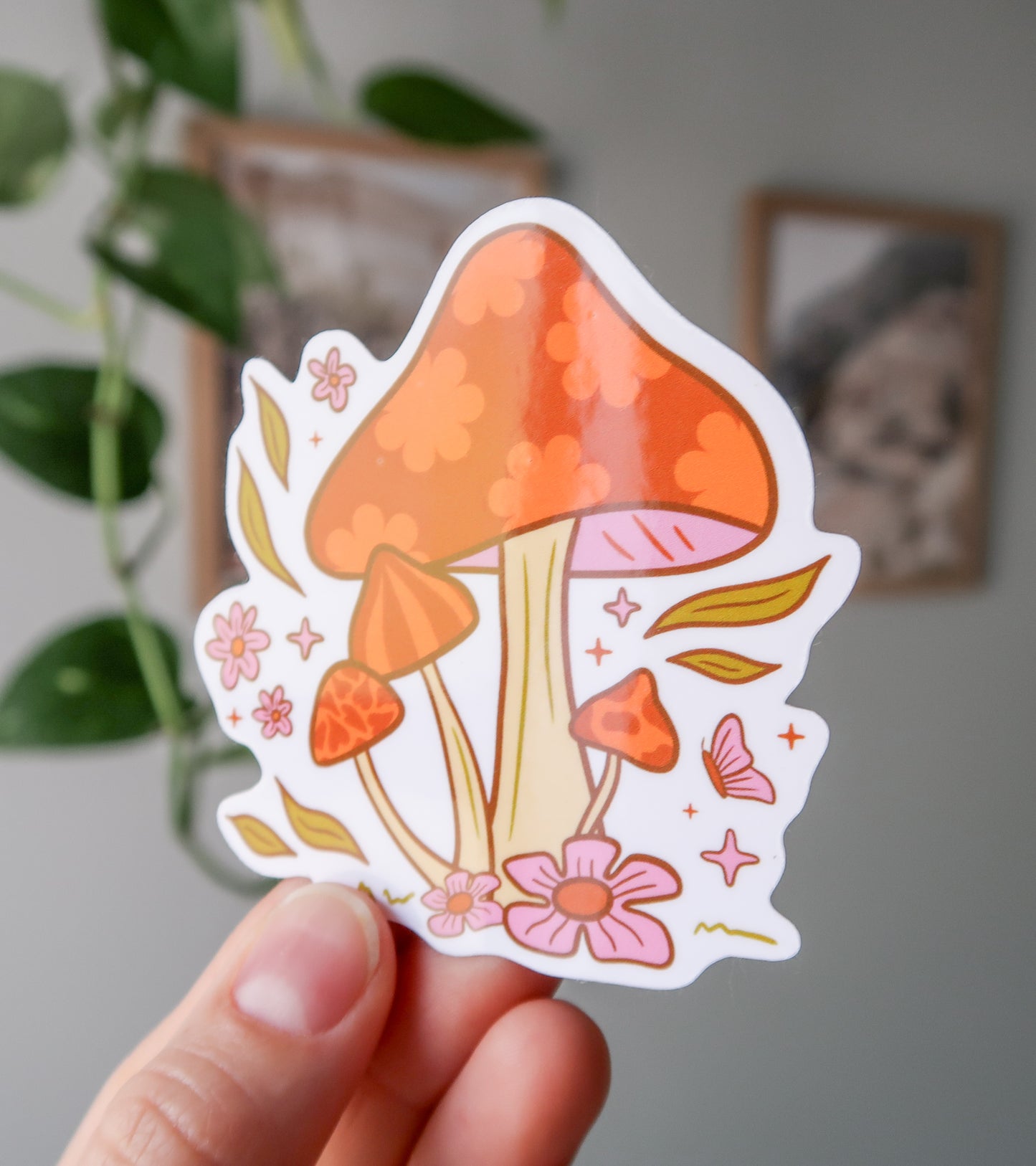 Retro Mushroom Blooms Sticker - 3" Waterproof