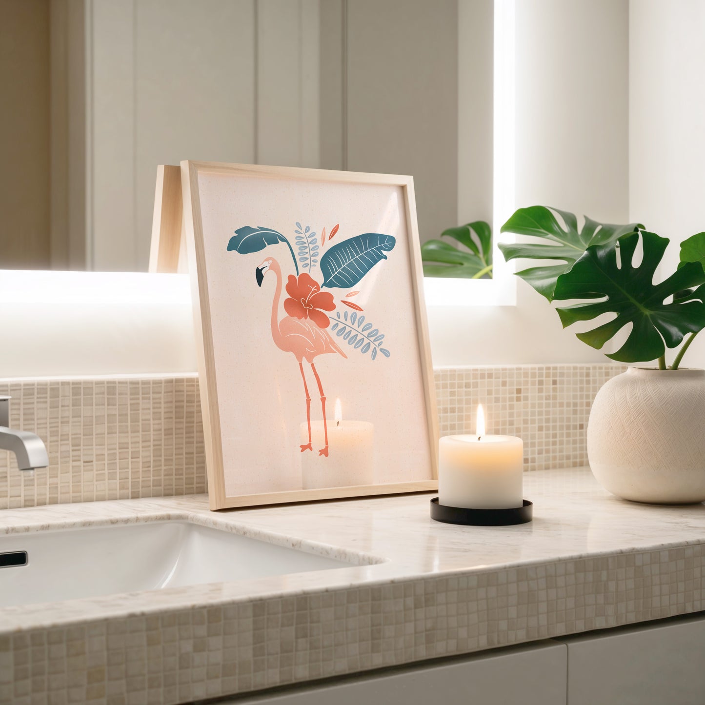 Tropical Flamingo Art Print 8x10"