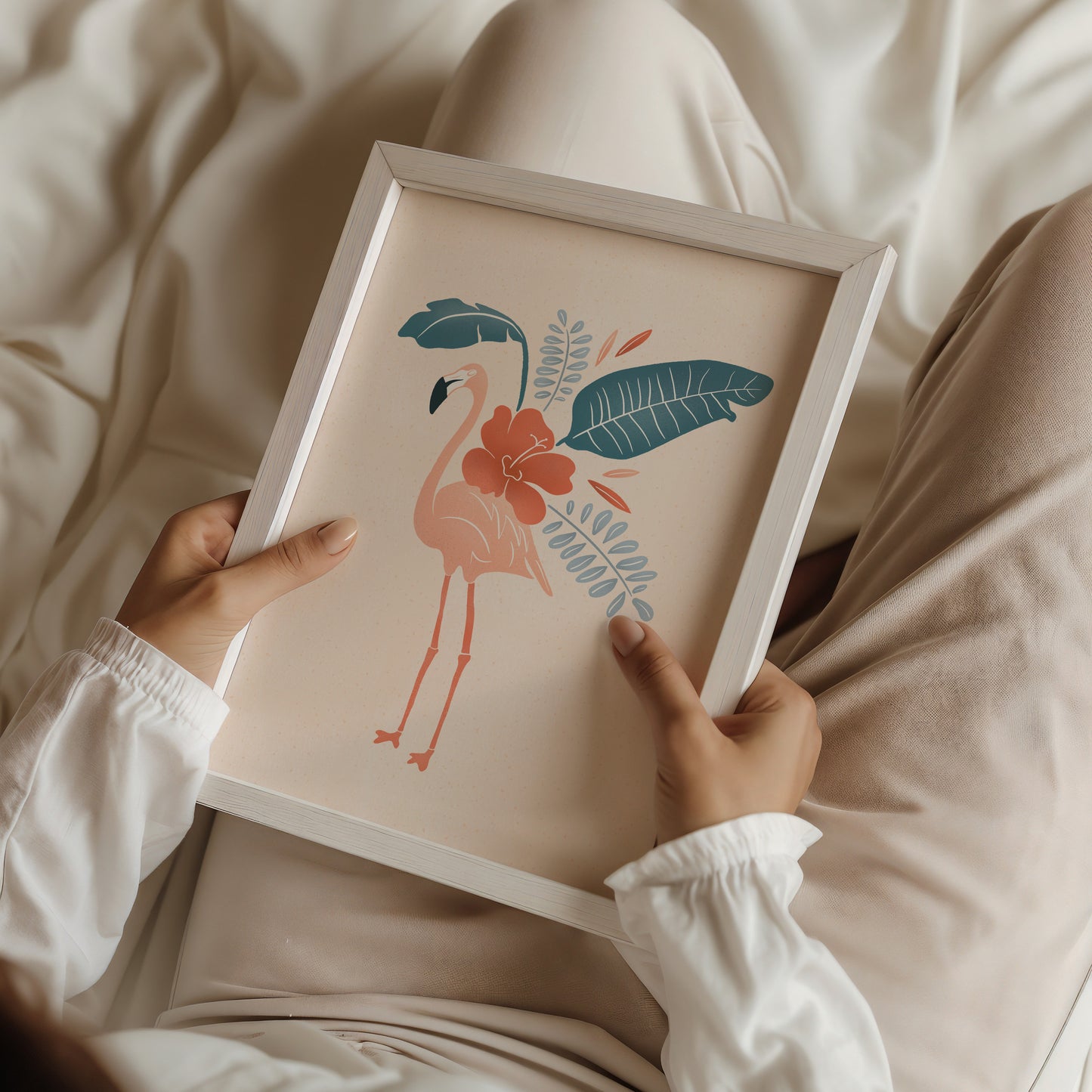 Tropical Flamingo Art Print 8x10"