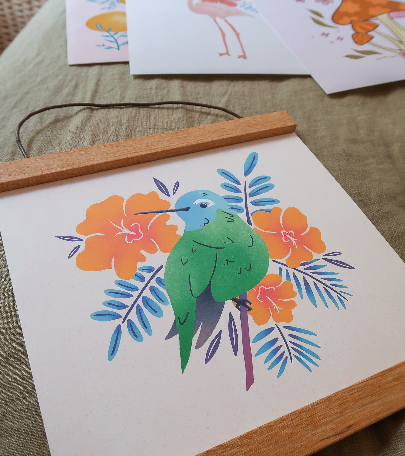 Tropical Hummingbird Art Print 8x8"
