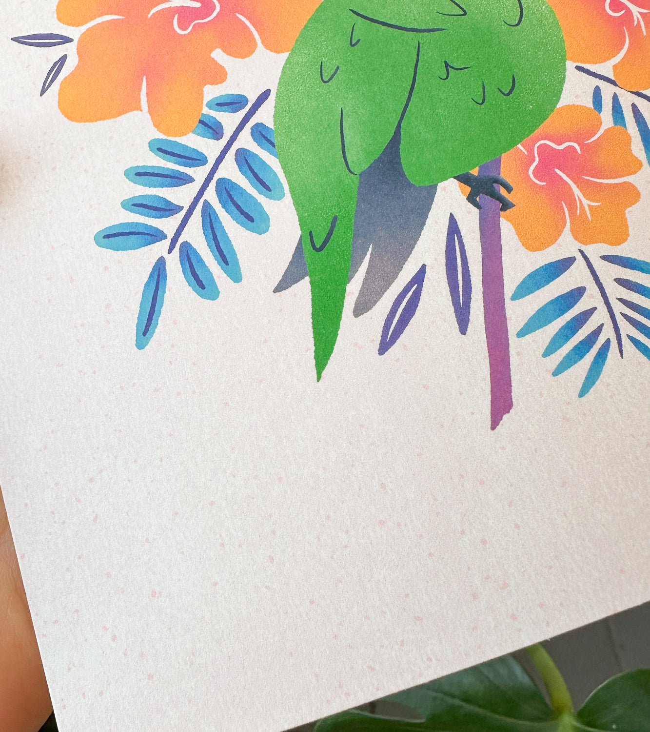 Tropical Hummingbird Art Print 8x8"