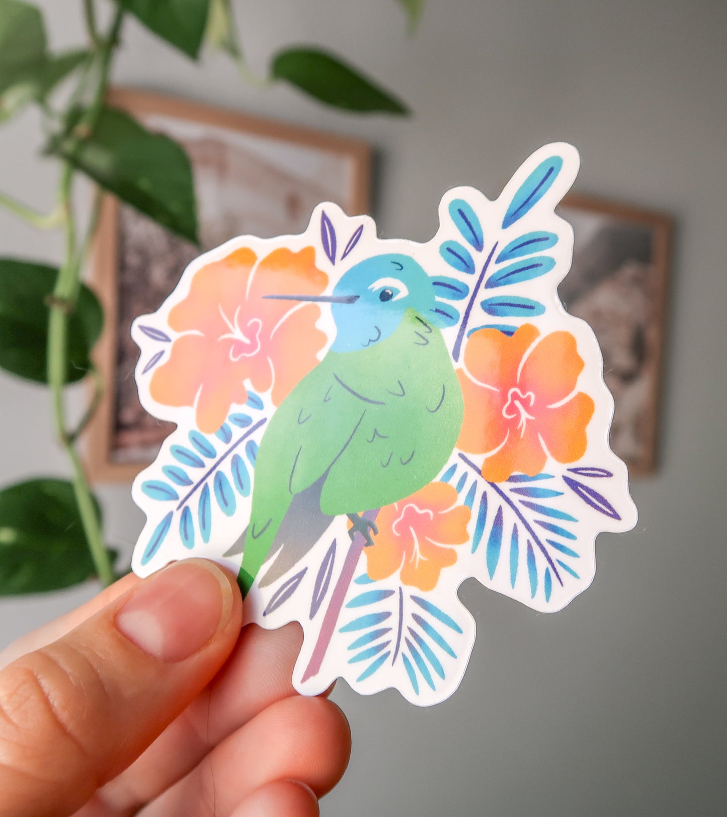 Tropical Hummingbird Sticker - 3" Waterproof