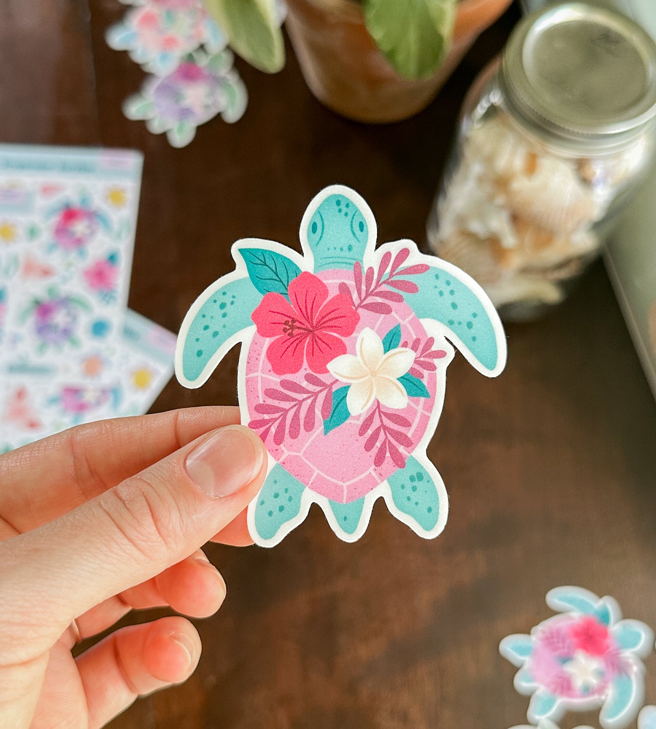 Tropicolor Turtle Waterproof Sticker