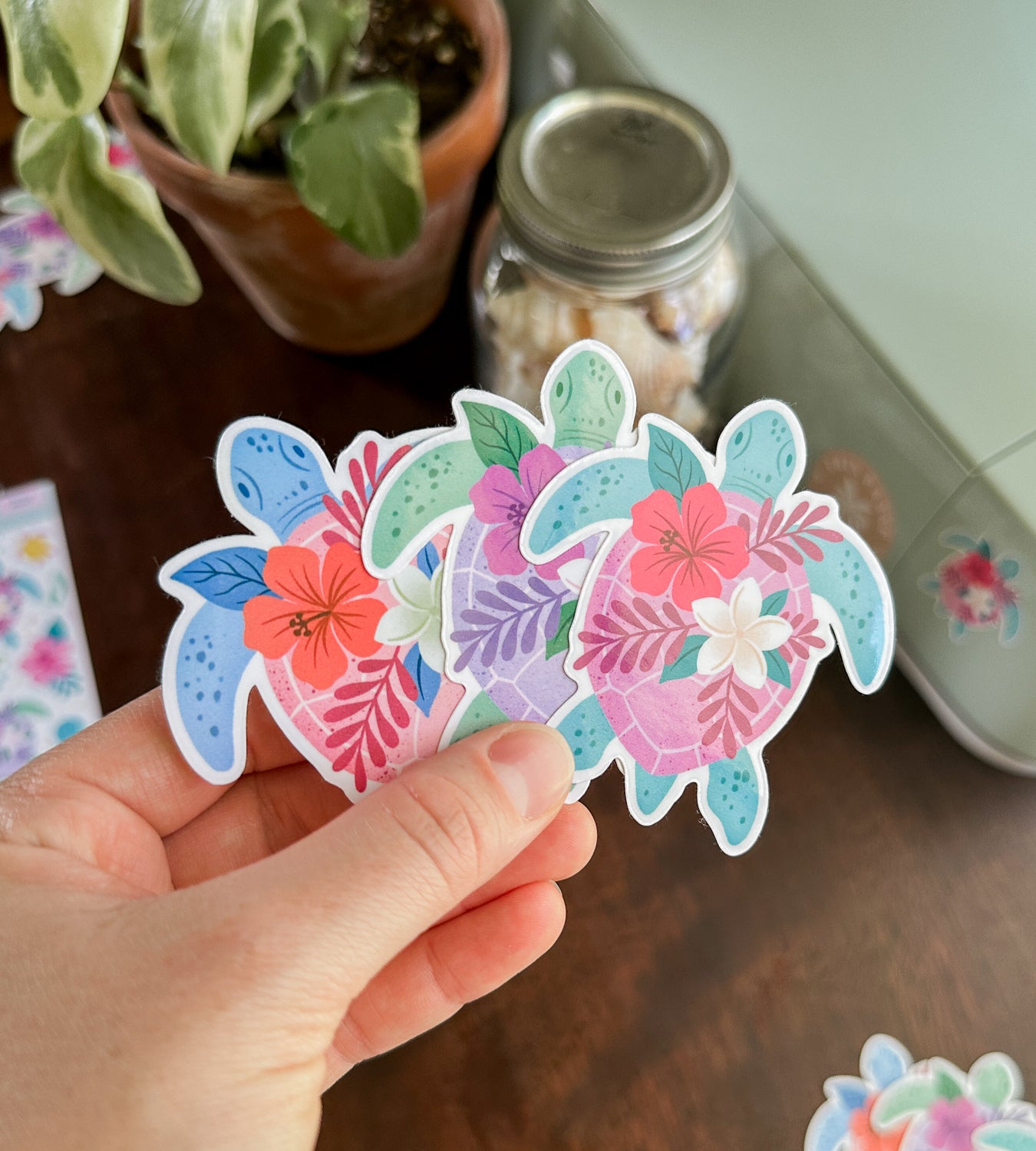 Tropicolor Turtle Waterproof Sticker (Multicolor 3 Pack)