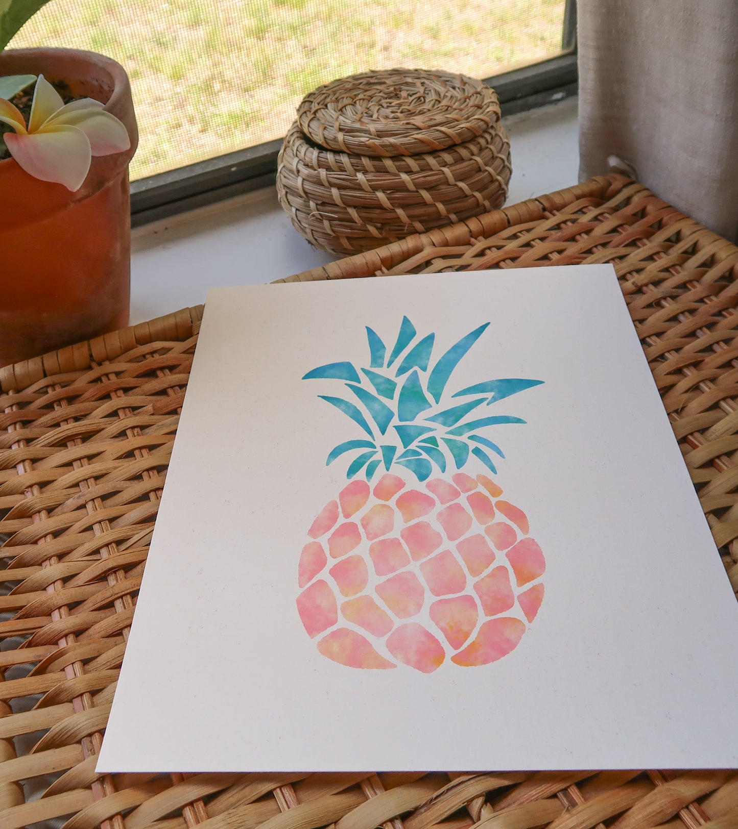 Pink Pineapple Art Print 8x10"