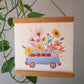 Flower Power Van Art Print 8x8"