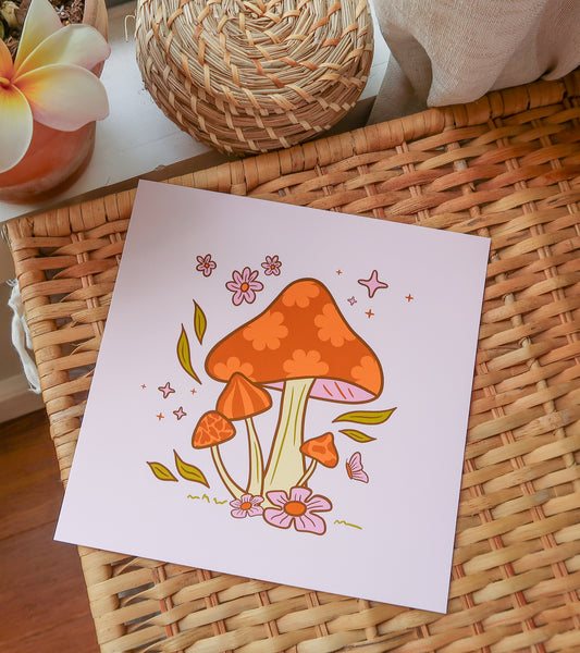 Mushroom Blooms Art Print 8x8"