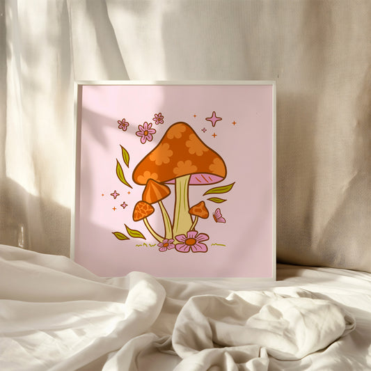 Mushroom Blooms Art Print 8x8"