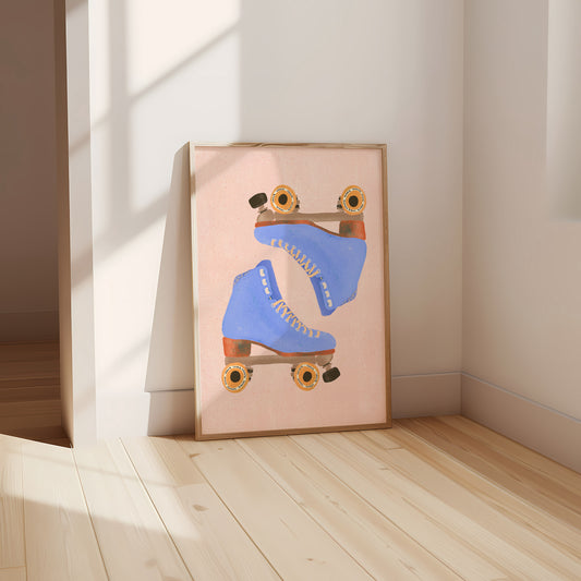 Large Retro Roller Skates Art Print