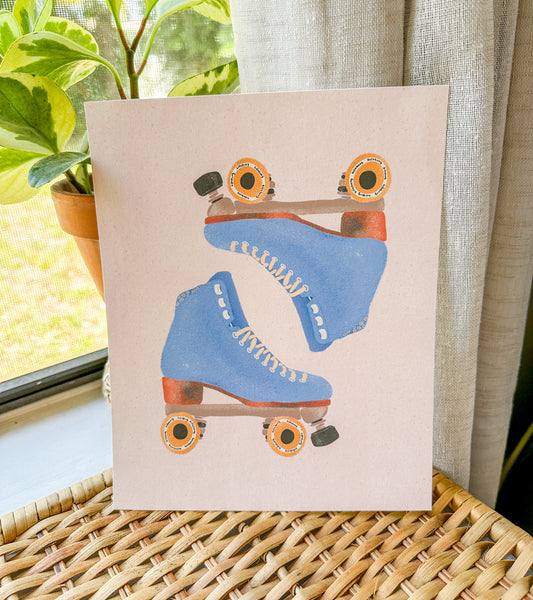 Retro Roller Skates Art Print 8x10"
