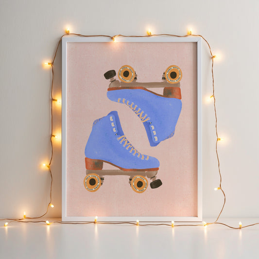 Large Retro Roller Skates Art Print