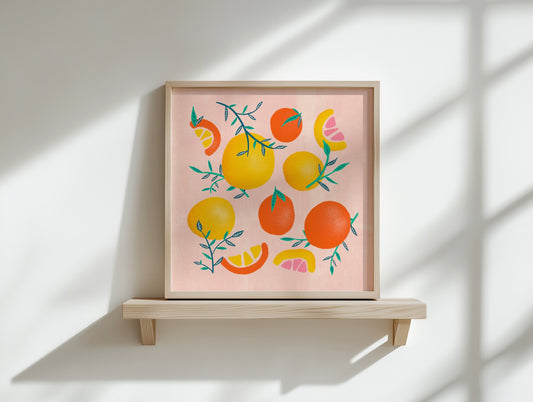 Summer Citrus Art Print 8x8"