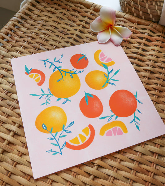 Summer Citrus Art Print 8x8"