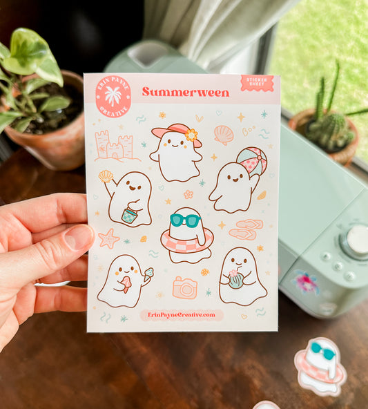 Cute Sumerween Ghosts Sticker Sheet