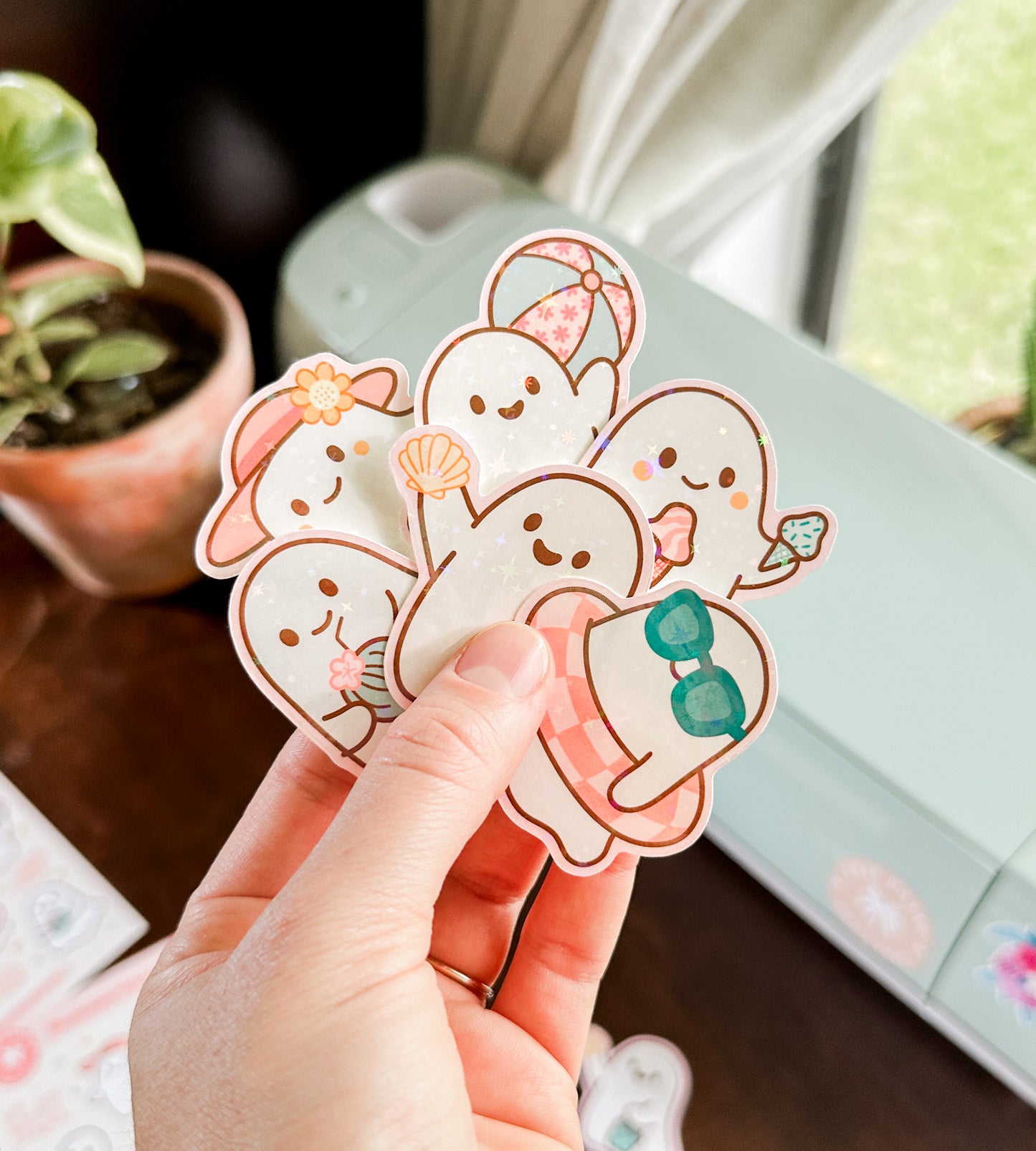 Variety Pack of 6 Summerween Ghosts! ~ Waterproof Stickers