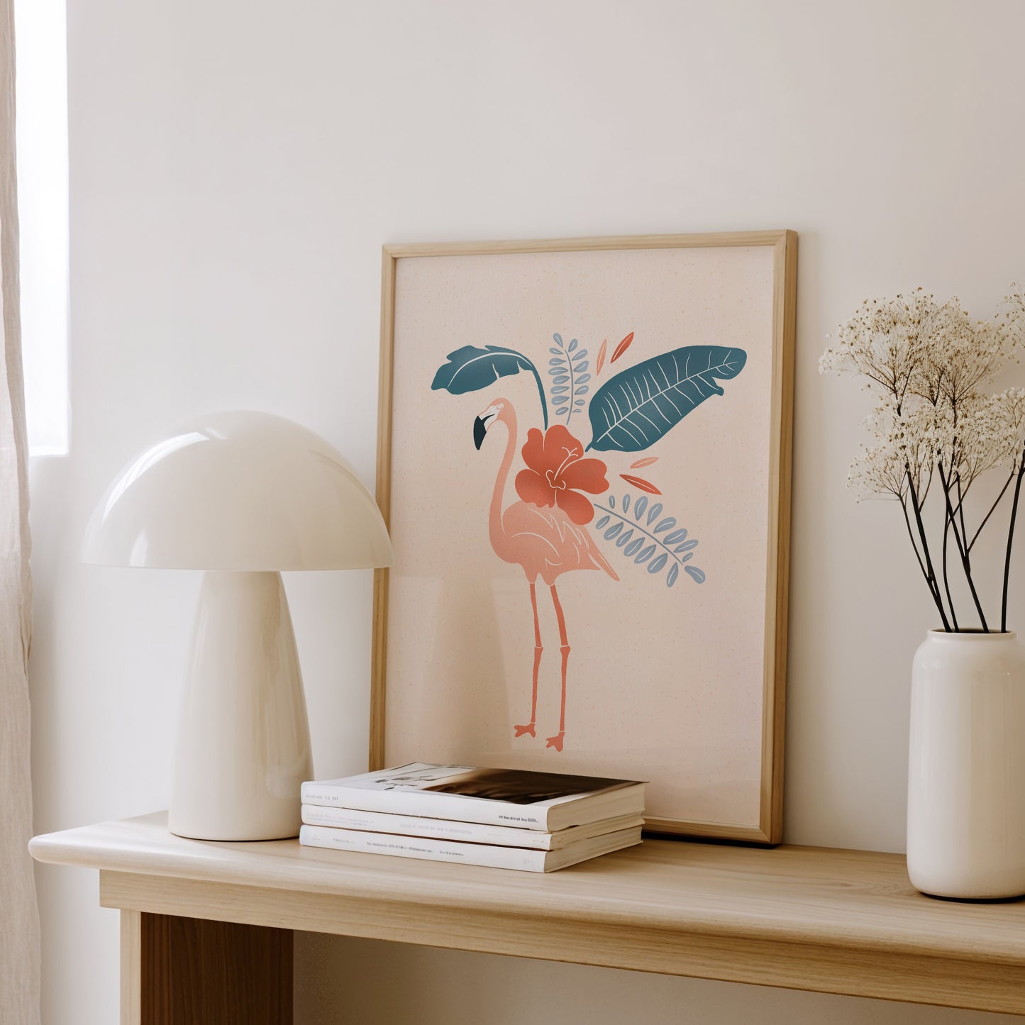 Large Tropical Flamingo Art Print
