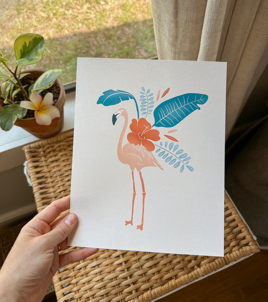 Tropical Flamingo Art Print 8x10"