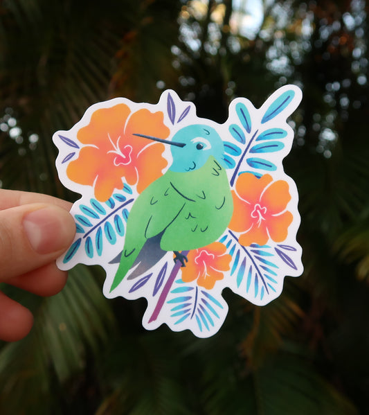 Tropical Hummingbird Sticker - 3" Waterproof