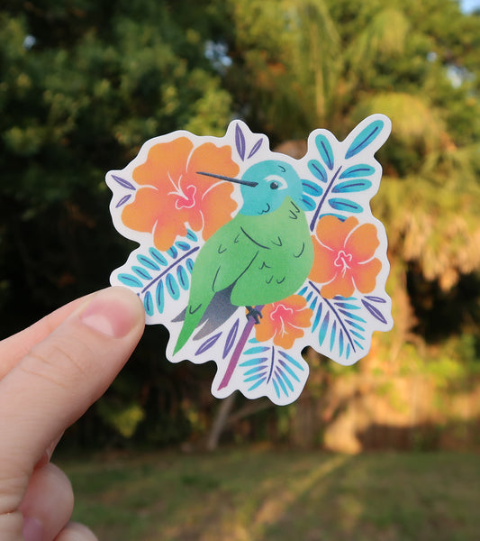 Tropical Hummingbird Sticker - 3" Waterproof