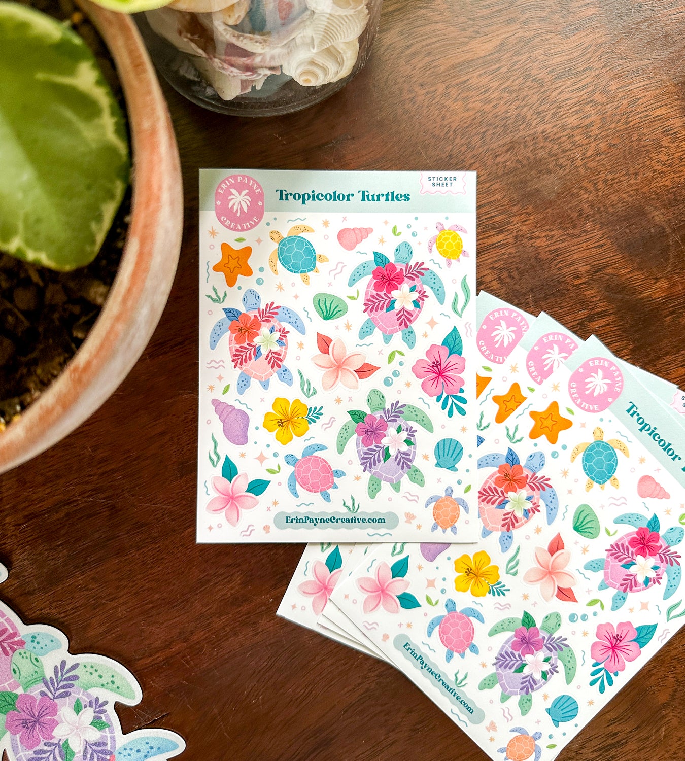 Tropicolor Turtle Sticker Sheet