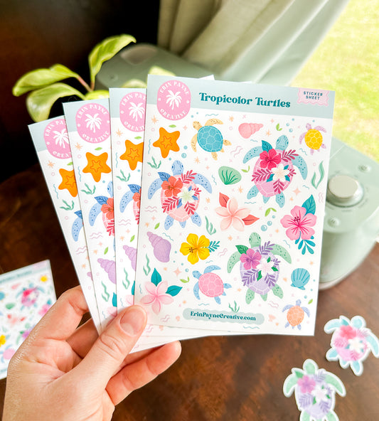 Tropicolor Turtle Sticker Sheet