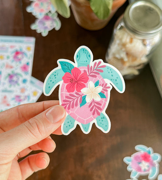 Tropicolor Turtle Waterproof Sticker