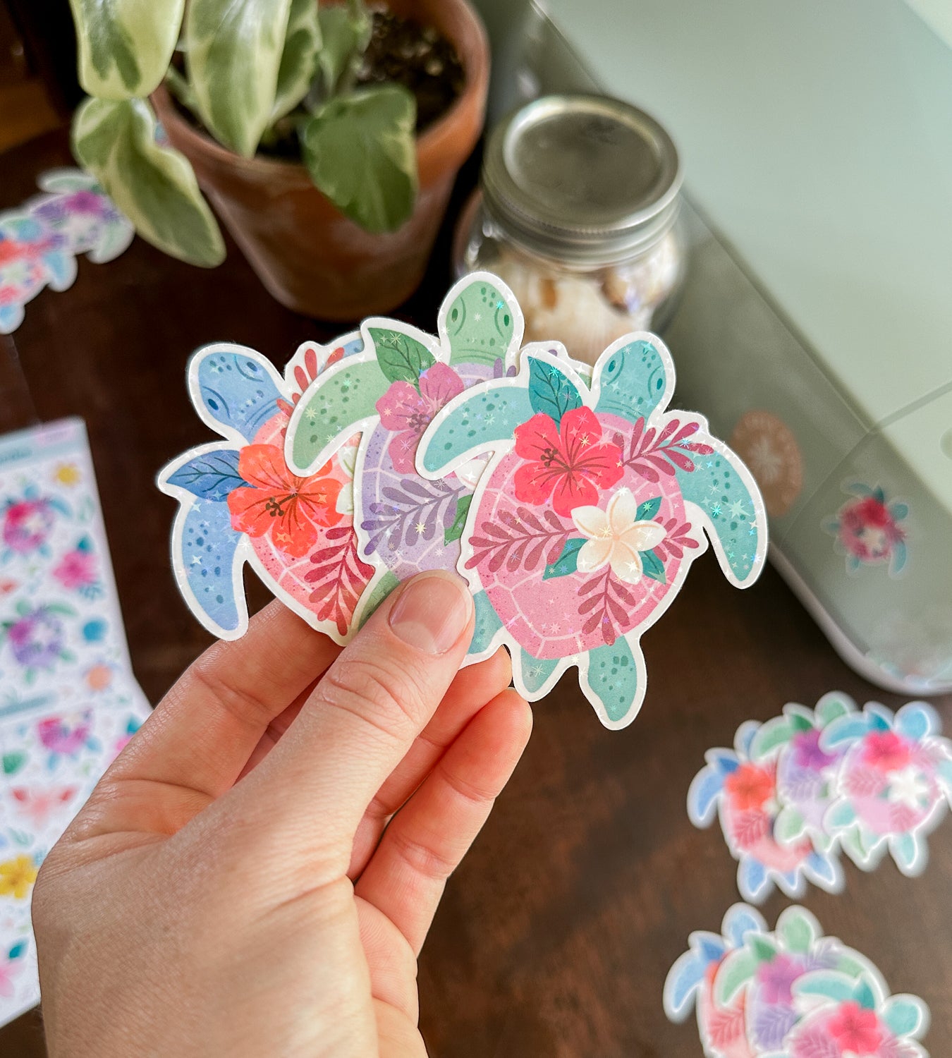 Tropicolor Turtle Waterproof Sticker (Multicolor 3 Pack)