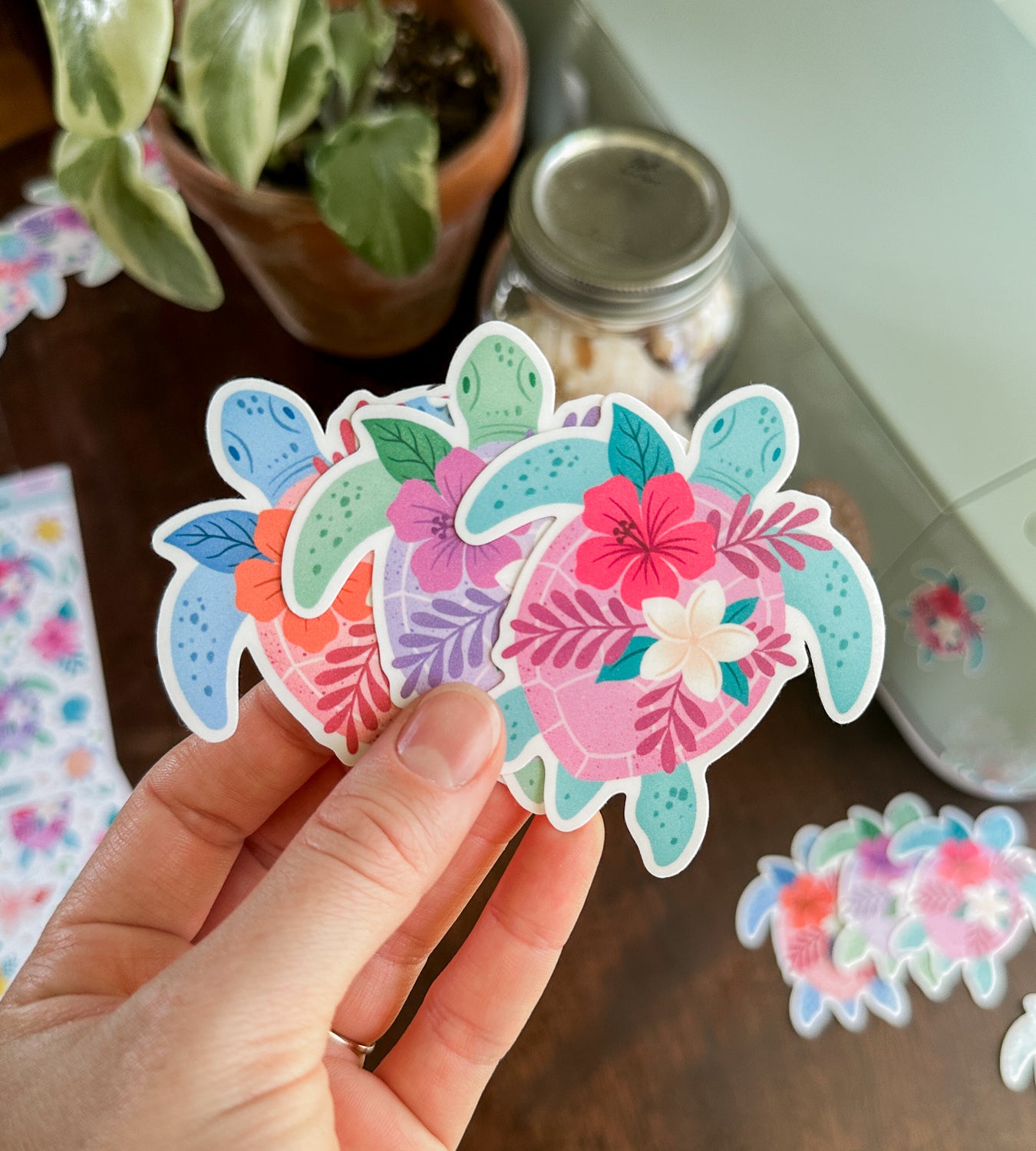 Tropicolor Turtle Waterproof Sticker (Multicolor 3 Pack)
