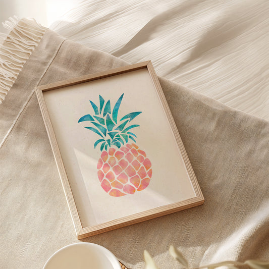 Pink Pineapple Art Print 8x10"